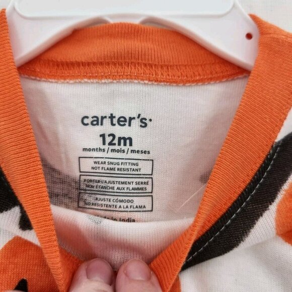 Carters Toddler Size 12mo Halloween Pumpkin Bat Snug Fit 2pc PJ Set - Picture 2 of 3